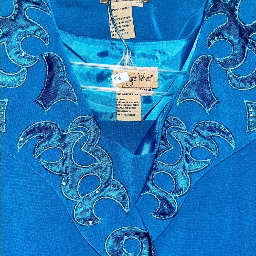 Midnight Velvet Teal Dress with Hat - Picture 3 of 6